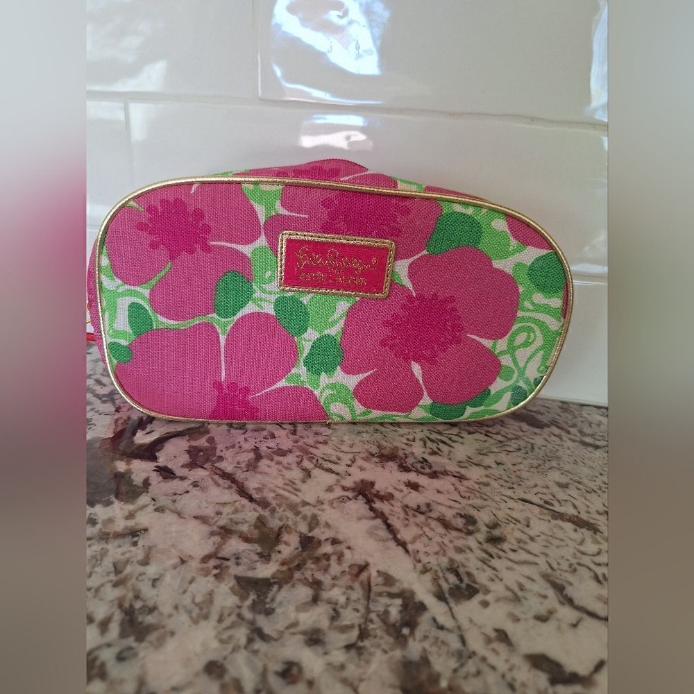 Estee Lauder Floral Cosmetic Makeup Bag with Mirror By Lilly Pulitzer Design